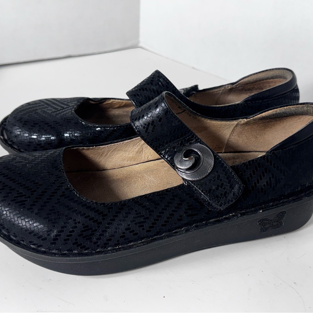 Alegria Paloma Leather Mary Jane Clogs Womens 8/8.5 EU 38 Black Hook and Loop - Picture 4 of 9